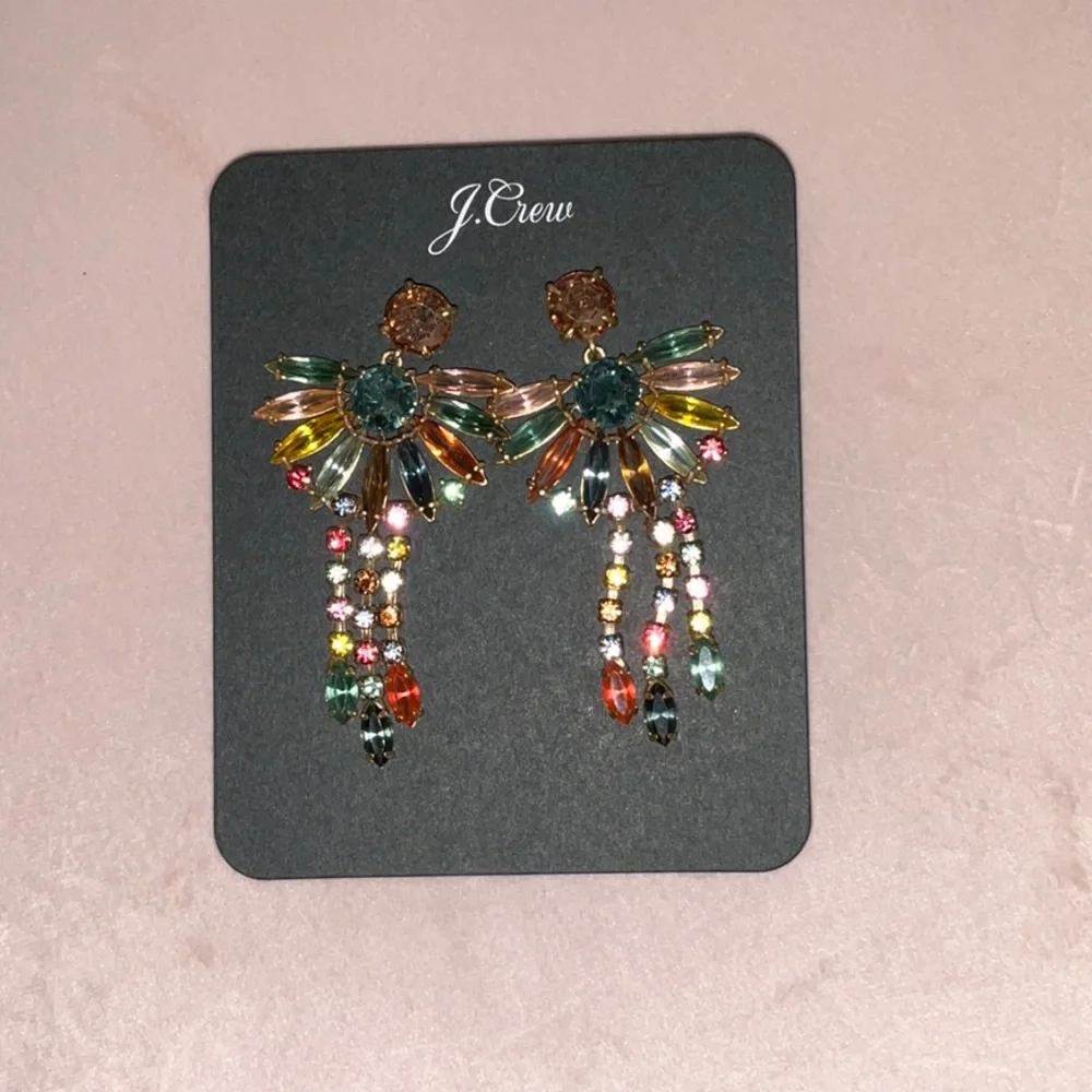 J. Crew Multicolor Crystal Fan Drop Earrings